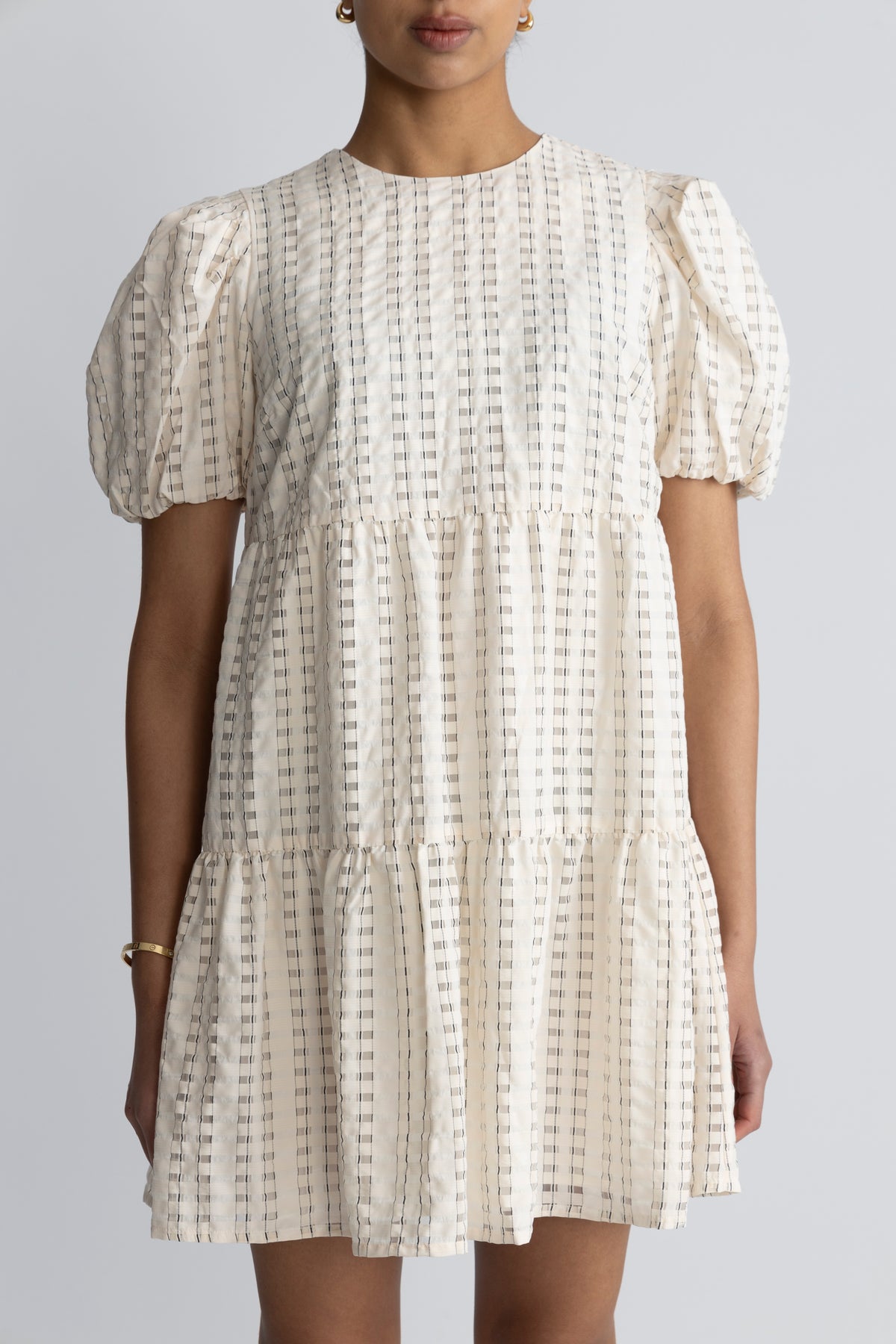 Santina Dress - Cream Check