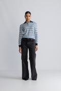 Thea Ls Knit Merino Collar Neck - Cerulean Birch + Outer Space
