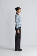 Thea Ls Knit Merino Collar Neck - Cerulean Birch + Outer Space