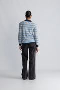 Thea Ls Knit Merino Collar Neck - Cerulean Birch + Outer Space