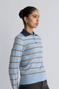 Thea Ls Knit Merino Collar Neck - Cerulean Birch + Outer Space