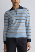 Thea Ls Knit Merino Collar Neck - Cerulean Birch + Outer Space