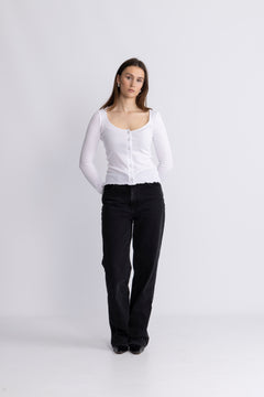 Buttoned Ls Top - Bright White