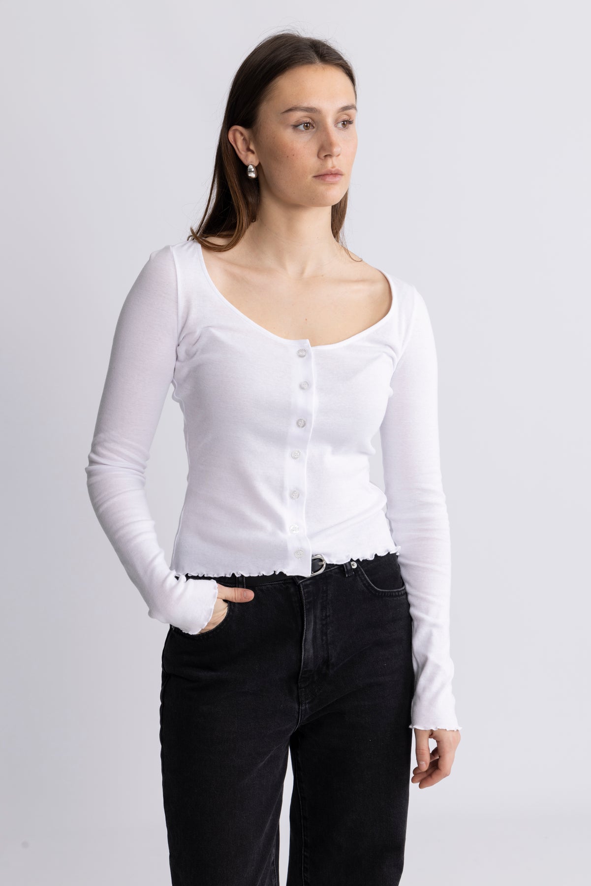 Buttoned Ls Top - Bright White