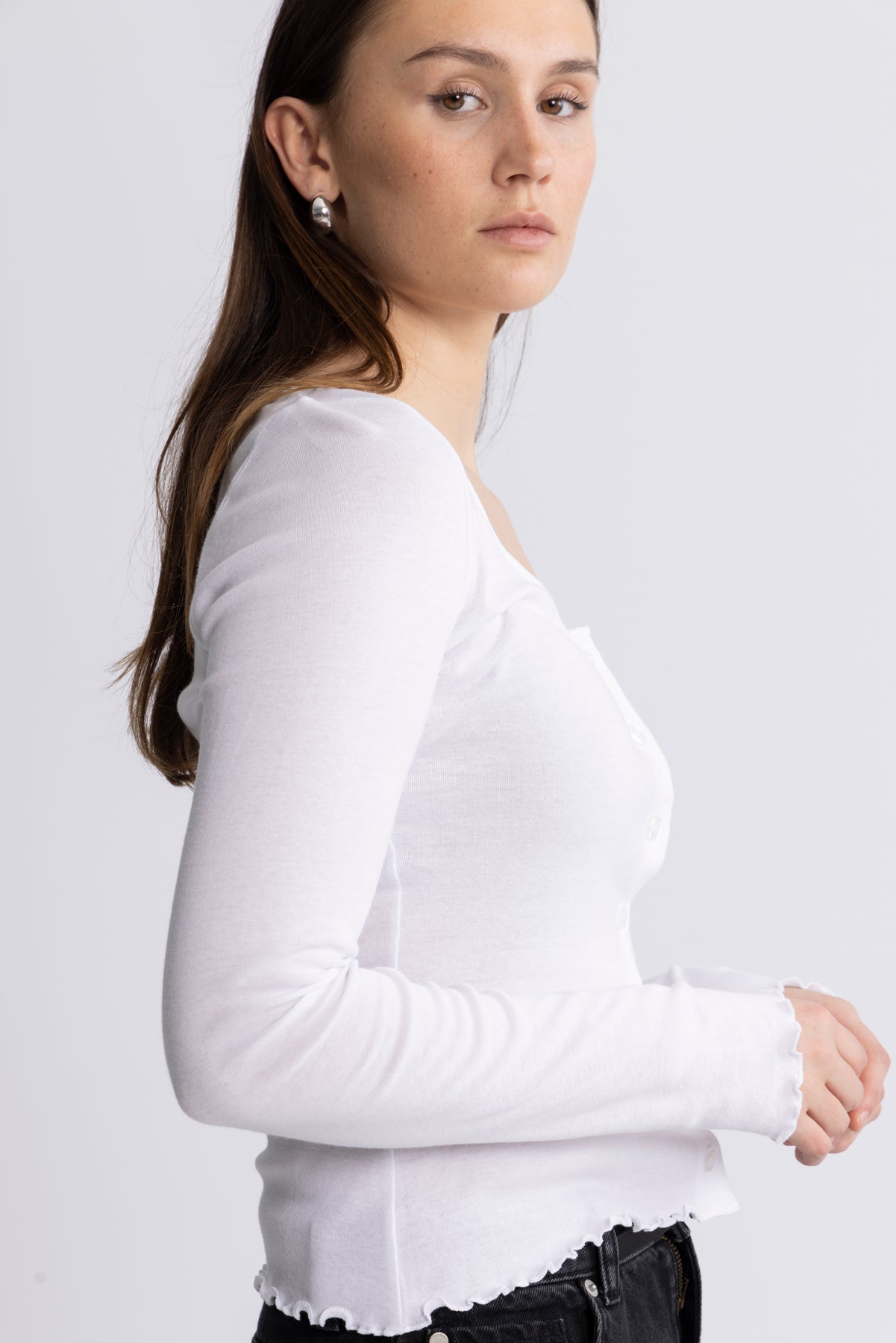 Buttoned Ls Top - Bright White