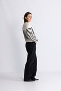 WallisIW O-Neck Pullover - Black Stripe