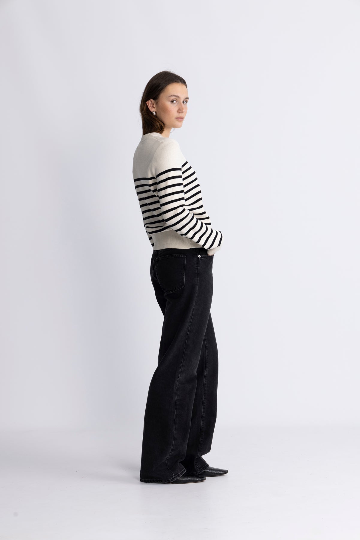 WallisIW O-Neck Pullover - Black Stripe