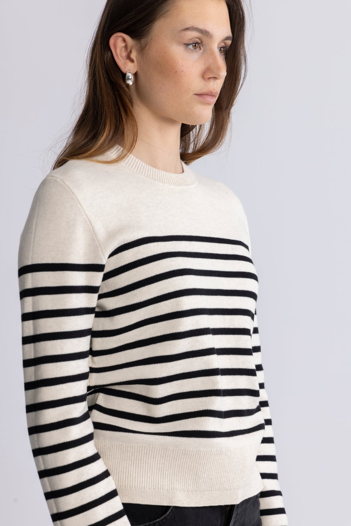 WallisIW O-Neck Pullover - Black Stripe