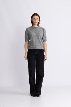 Yasanne SS Knit Pullover - Light Grey Melange