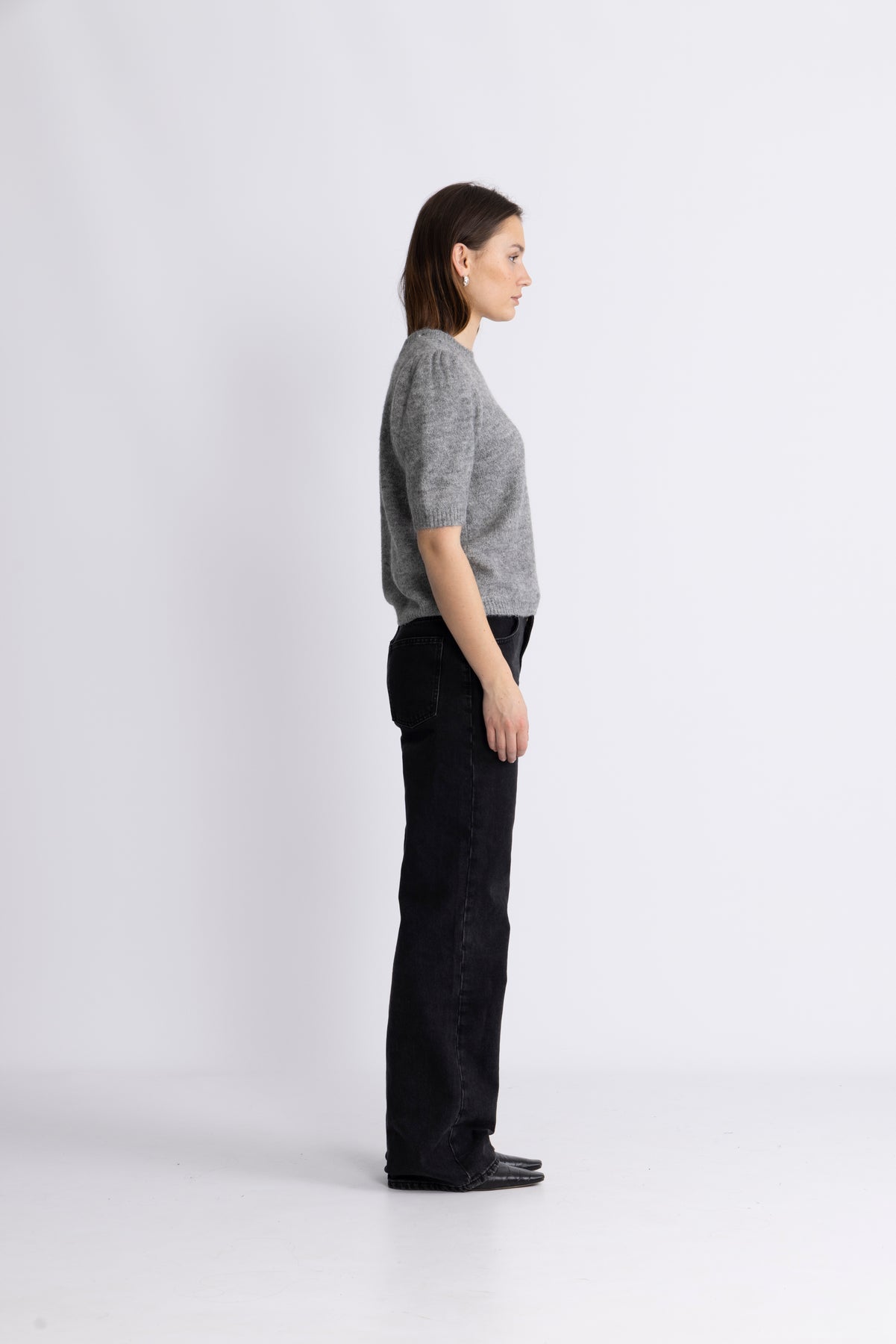 Yasanne SS Knit Pullover - Light Grey Melange
