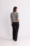 Yasanne SS Knit Pullover - Light Grey Melange