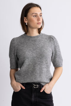 Yasanne SS Knit Pullover - Light Grey Melange