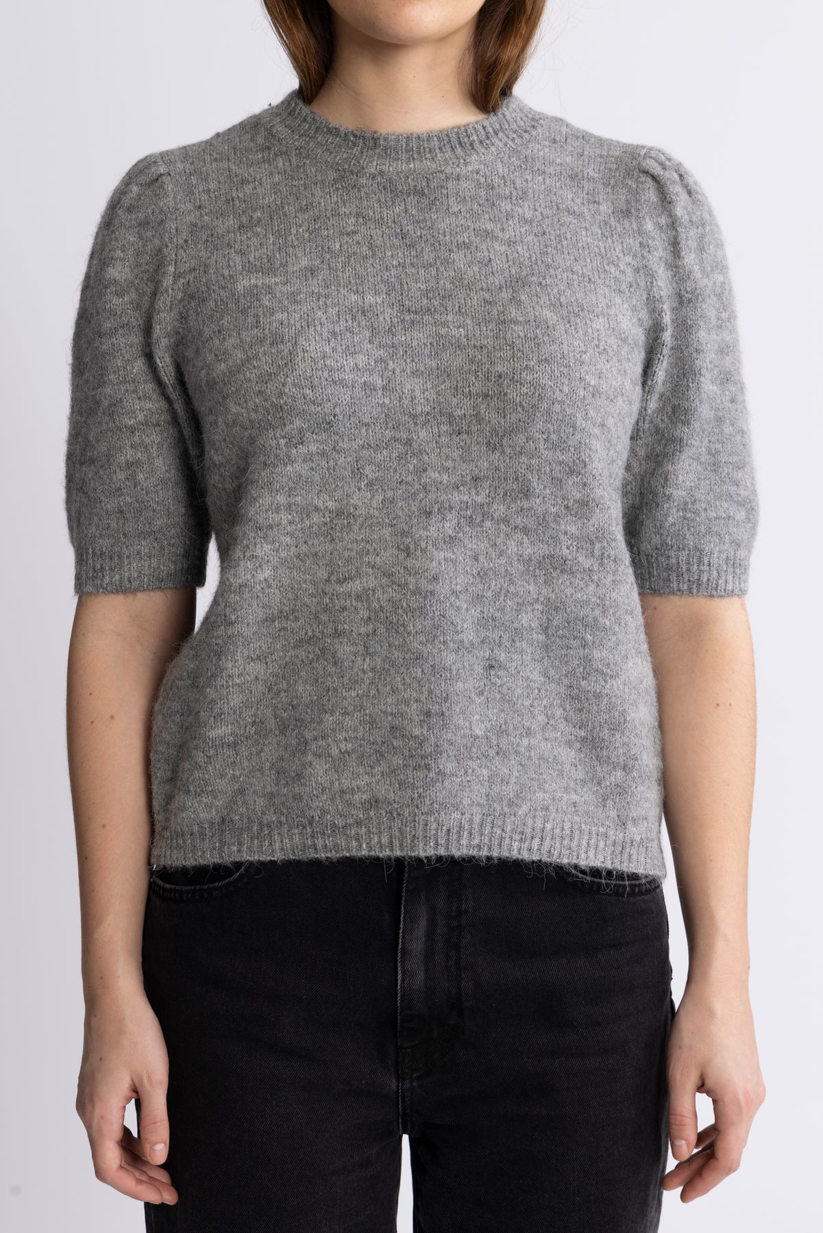 Yasanne SS Knit Pullover - Light Grey Melange