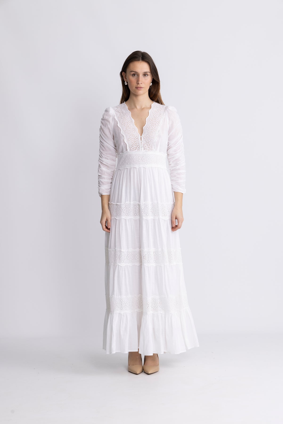 Cotton slub maxiklänning - vit