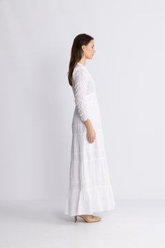 Cotton Slub Maxi Dress - White