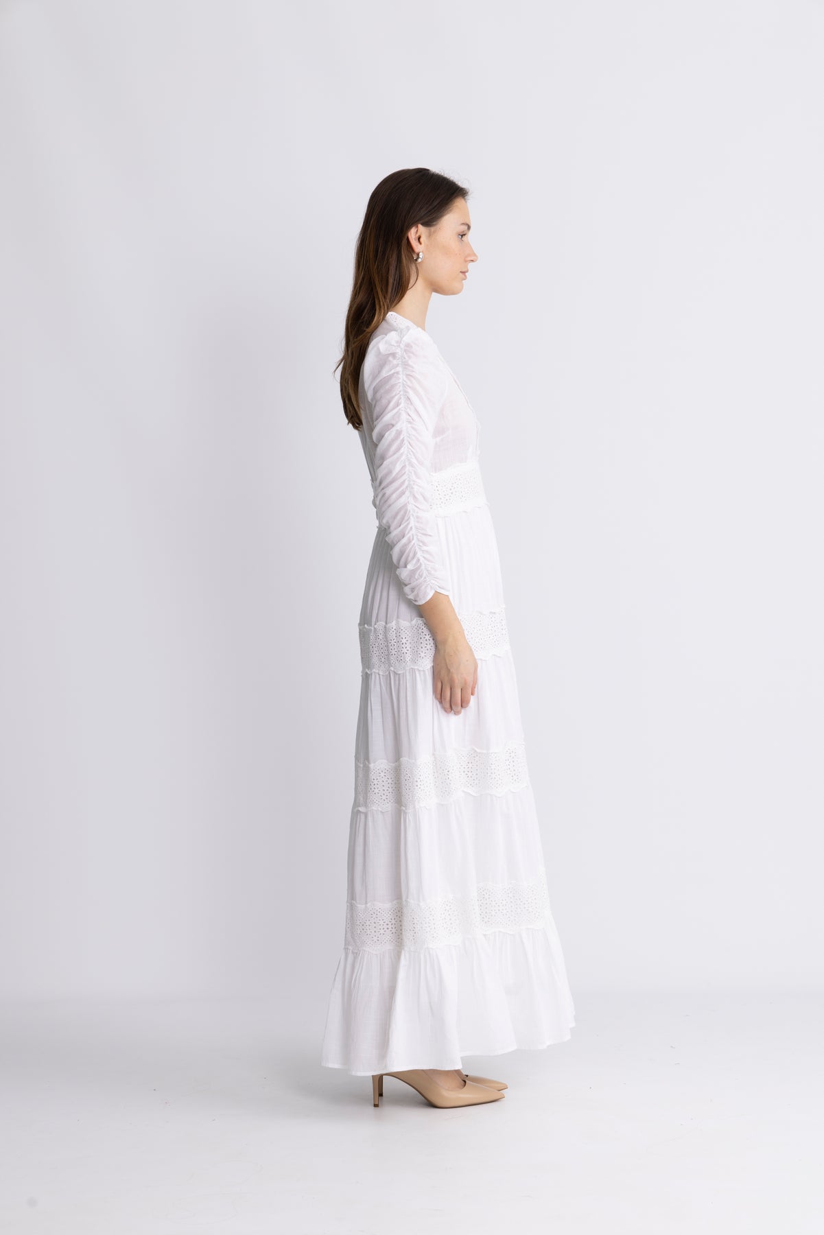 Cotton slub maxiklänning - vit