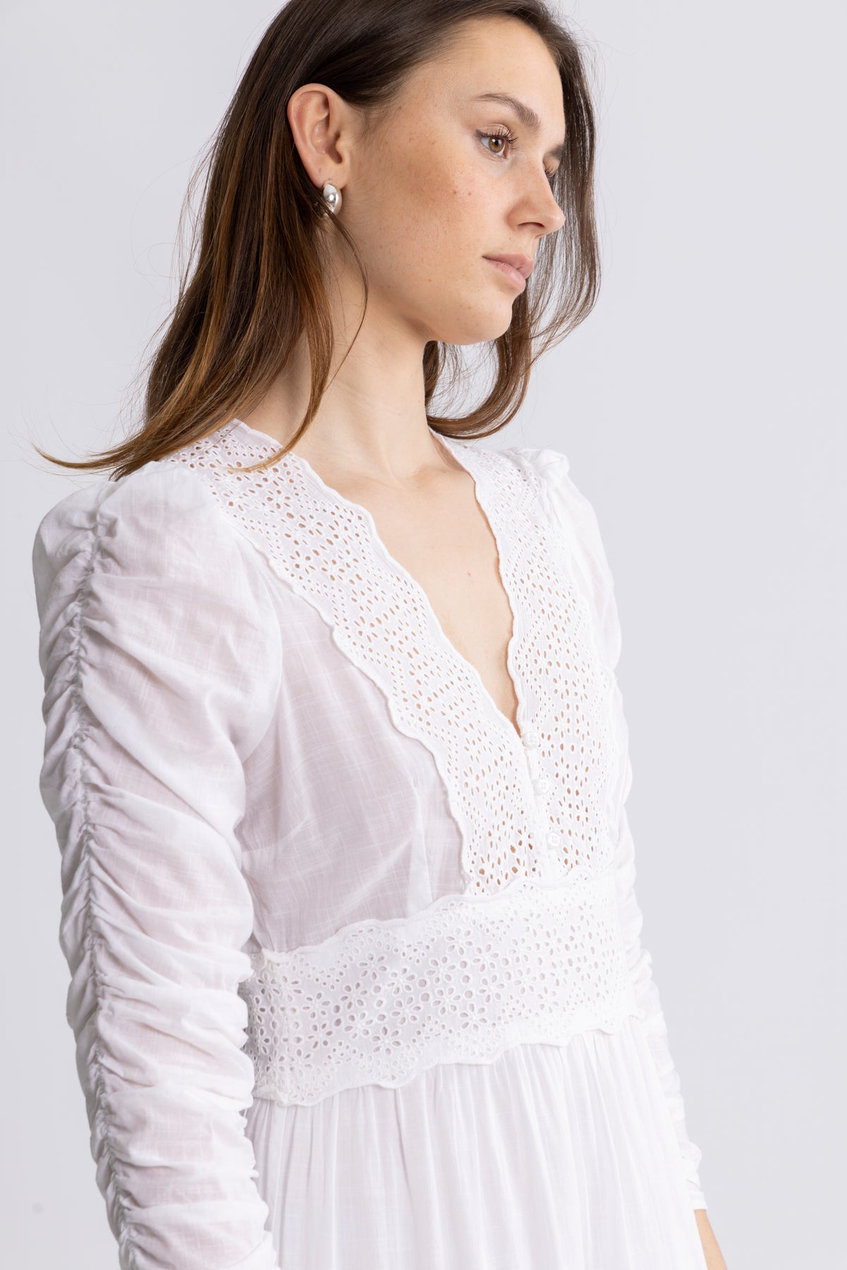 Cotton slub maxiklänning - vit