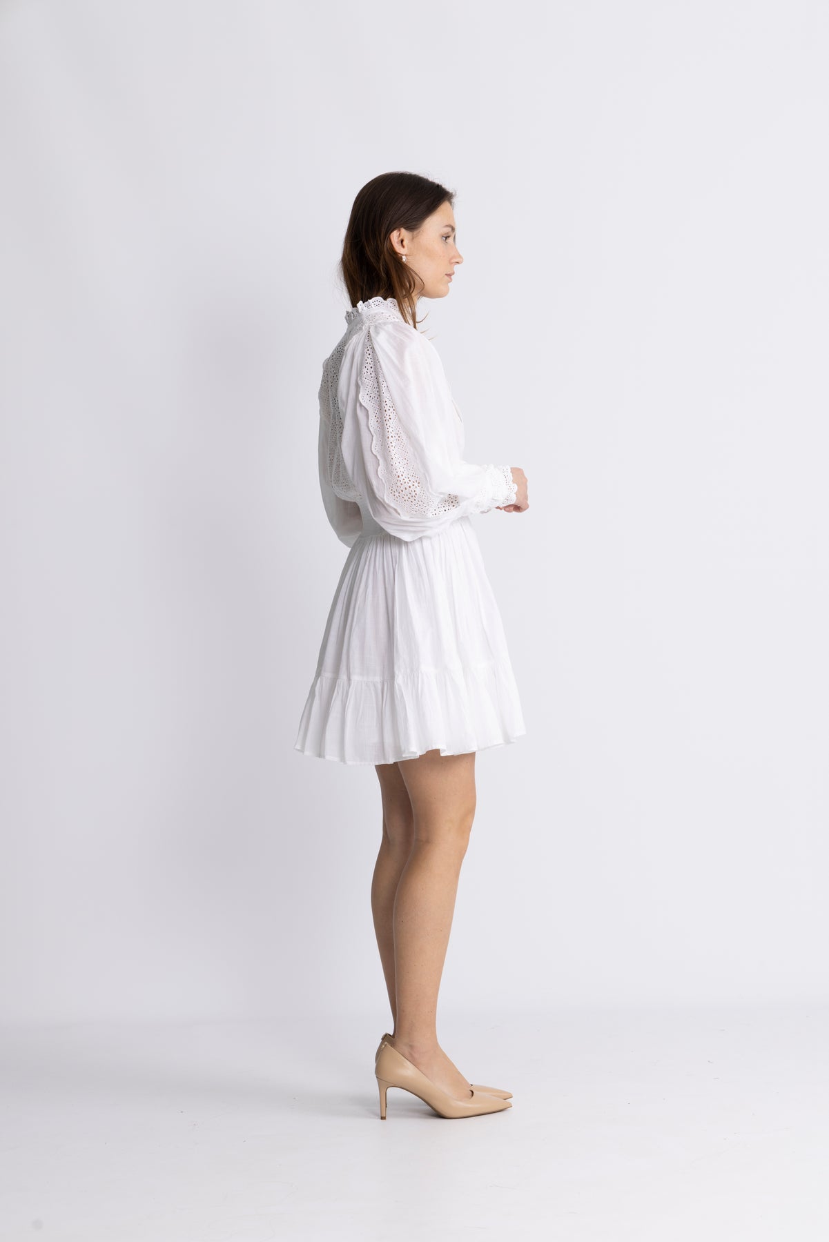 Cotton Slub Mini Dress - Vit