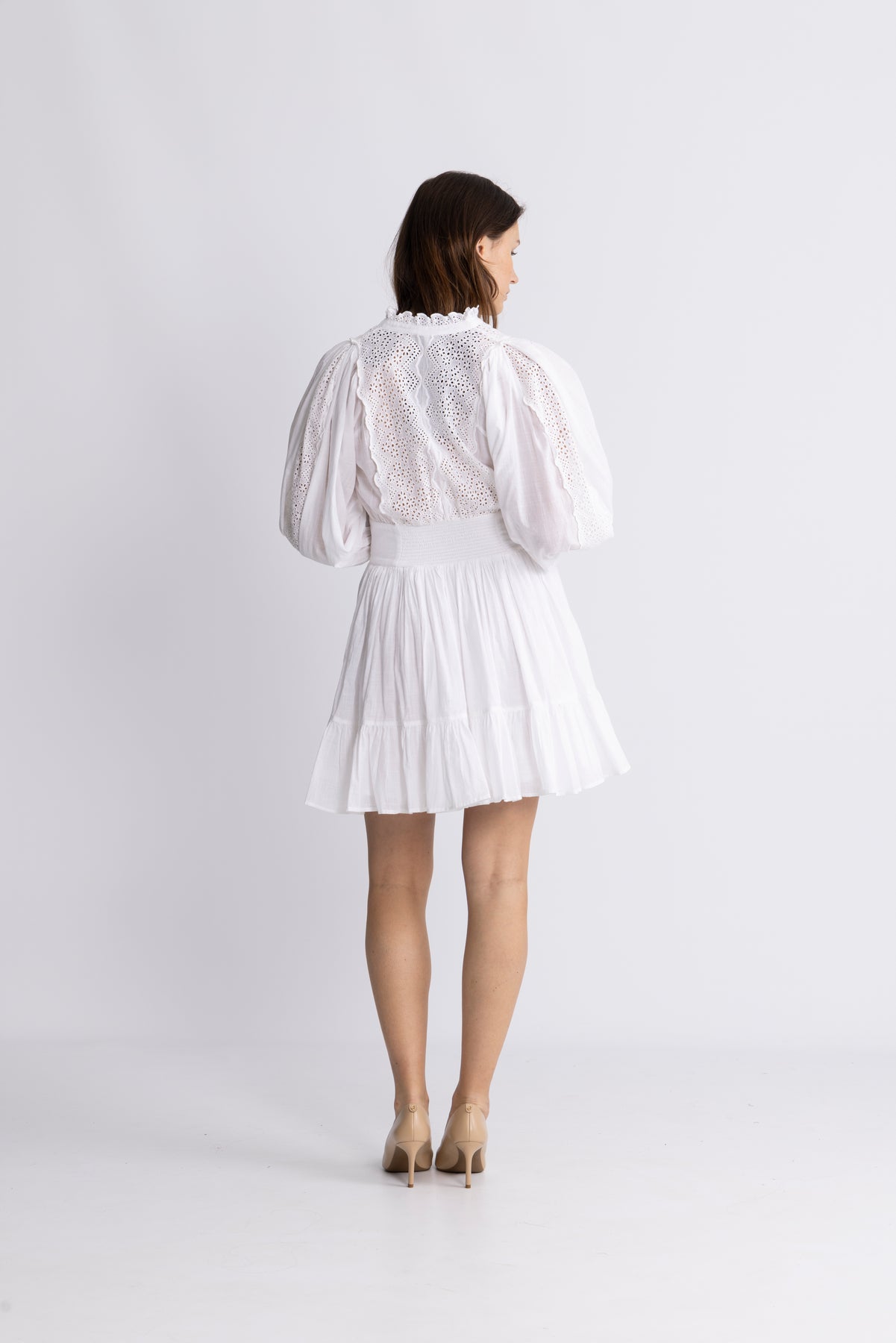 Cotton Slub Mini Dress - Vit