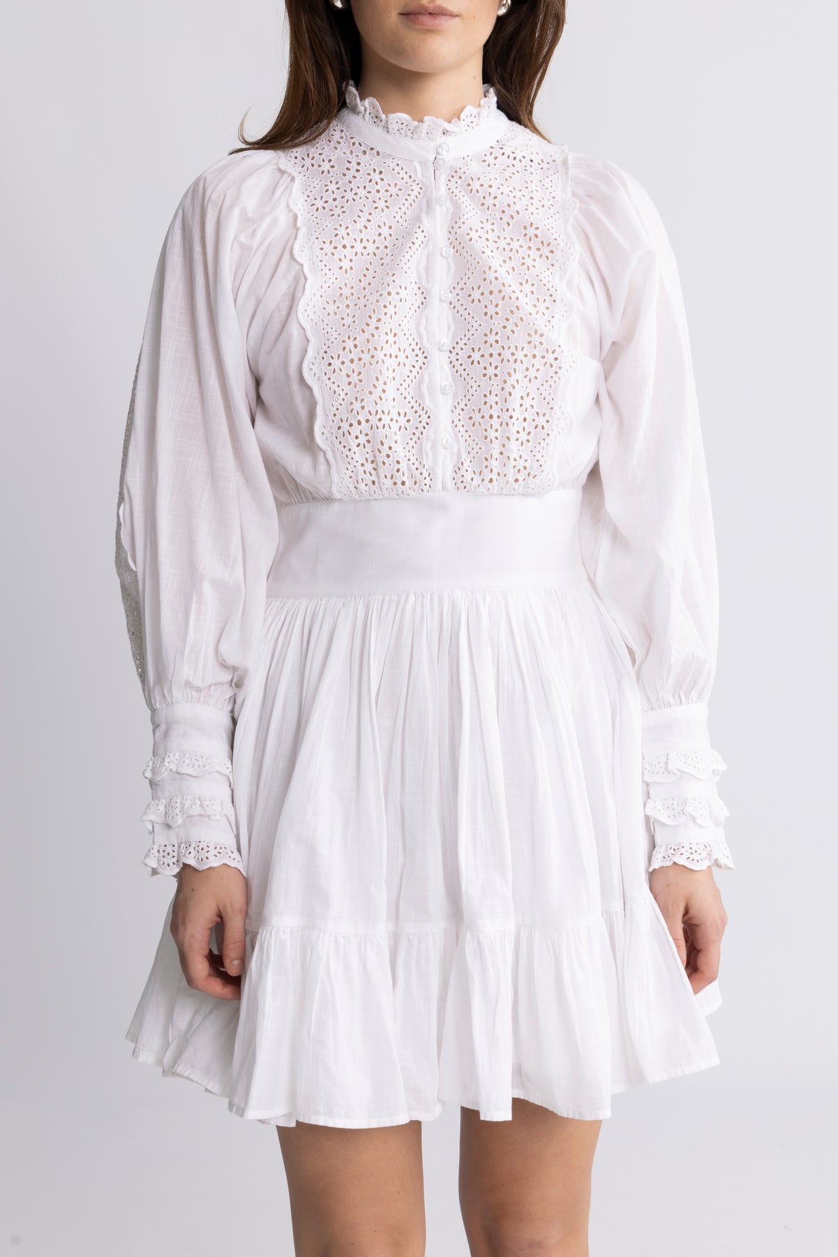 Cotton Slub Mini Dress - Vit