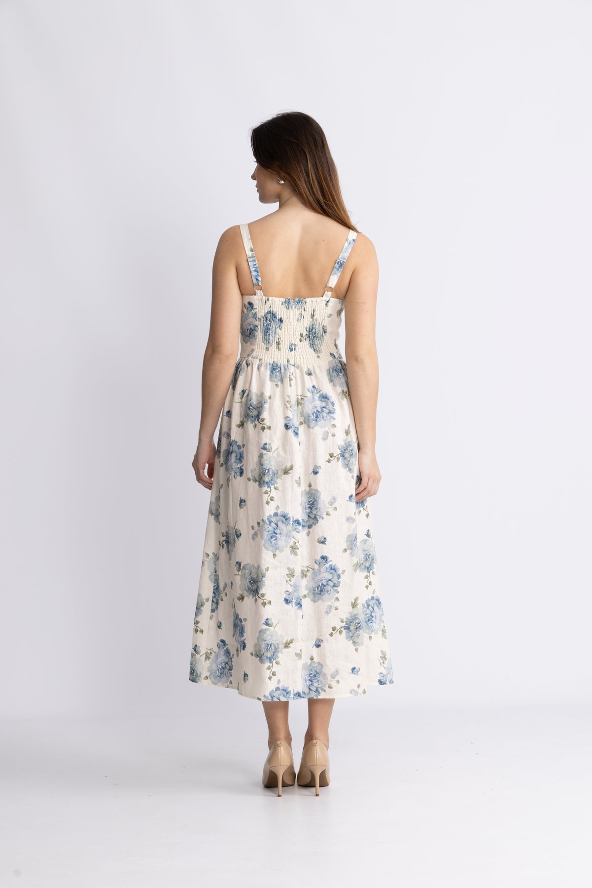 Vera Midiklänning - Cecile Floral - Pale Blue