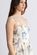 Vera Midiklänning - Cecile Floral - Pale Blue