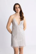 Beaded A-Line Mini Dress - Doeskin (Beige)