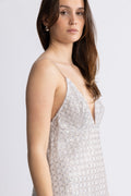 Beaded A-Line Mini Dress - Doeskin (Beige)