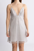 Beaded A-Line Mini Dress - Doeskin (Beige)