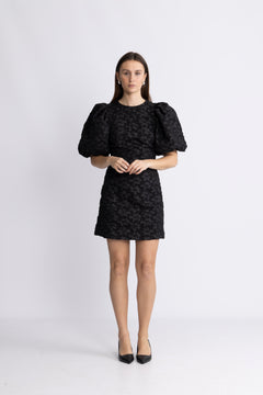 Jacquard Mini Dress - Black