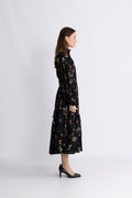 Cotton Slub Midiklänning - Midnight Petal
