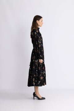Cotton Slub Midi Dress - Midnight Petal