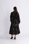 Cotton Slub Midiklänning - Midnight Petal