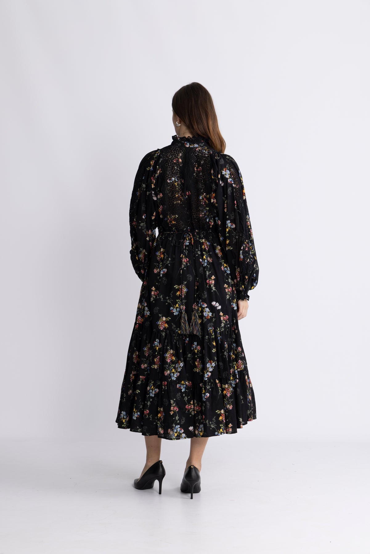 Cotton Slub Midiklänning - Midnight Petal