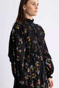 Cotton Slub Midiklänning - Midnight Petal