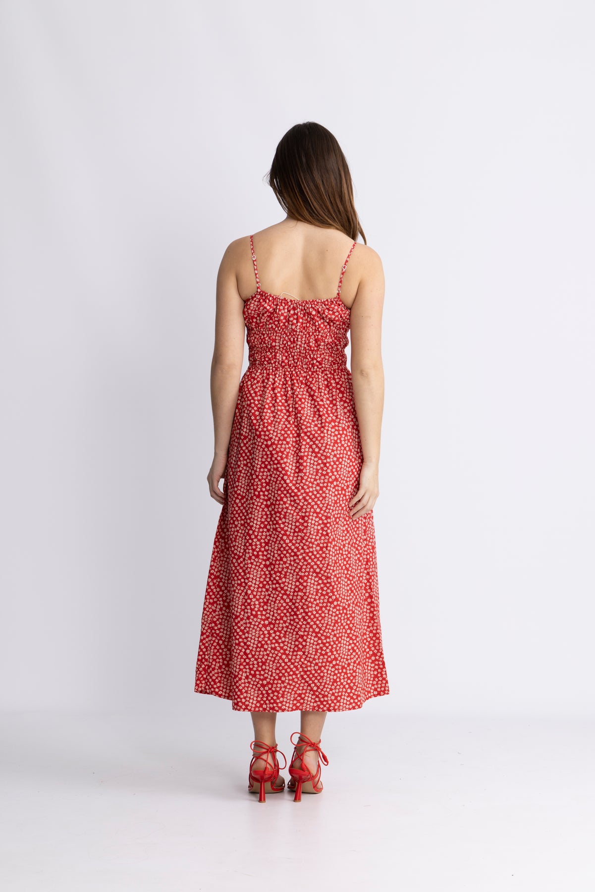 Marianne Midiklänning - Allura Floral - Röd