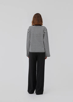 Hellen Ls Stripe T-Shirt - Black White Stripe