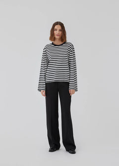 Hellen Ls Stripe T-Shirt - Black White Stripe