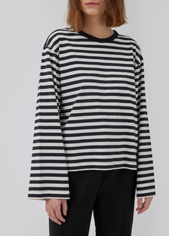 Hellen Ls Stripe T-Shirt - Black White Stripe