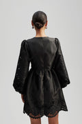 Molly Broderie Anglaise Scallop Hem Mini Dress - Black
