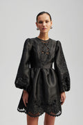 Molly Broderie Anglaise Scallop Hem Mini Dress - Black