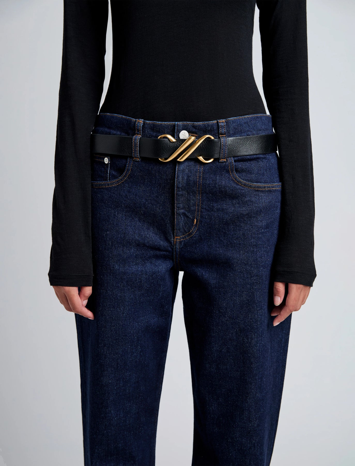 Monogram Belt In Shiny Calf - Svart