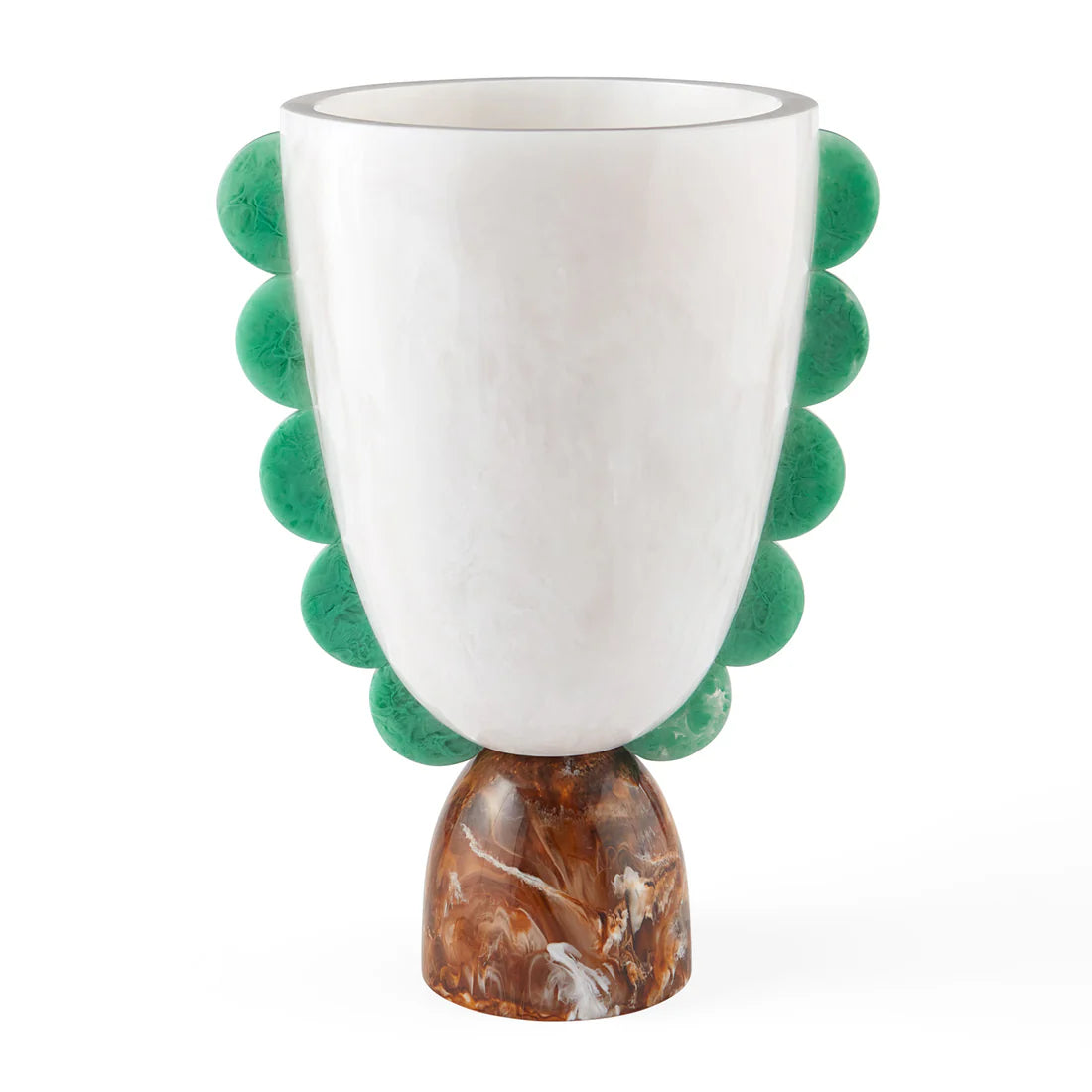 Mustique Scalloped Urn - White/Brown/Green