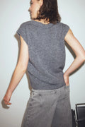 N-Leatrice Knit Vest - Dark Grey Melange