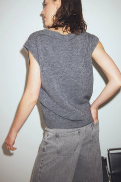 N-Leatrice Knit Vest - Dark Grey Melange