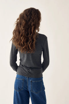 Lidie Ls Top - Dark Grey Melange