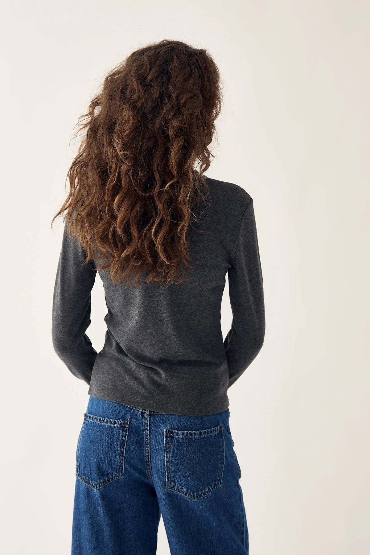 Lidie Ls Topp - Dark Grey Melange