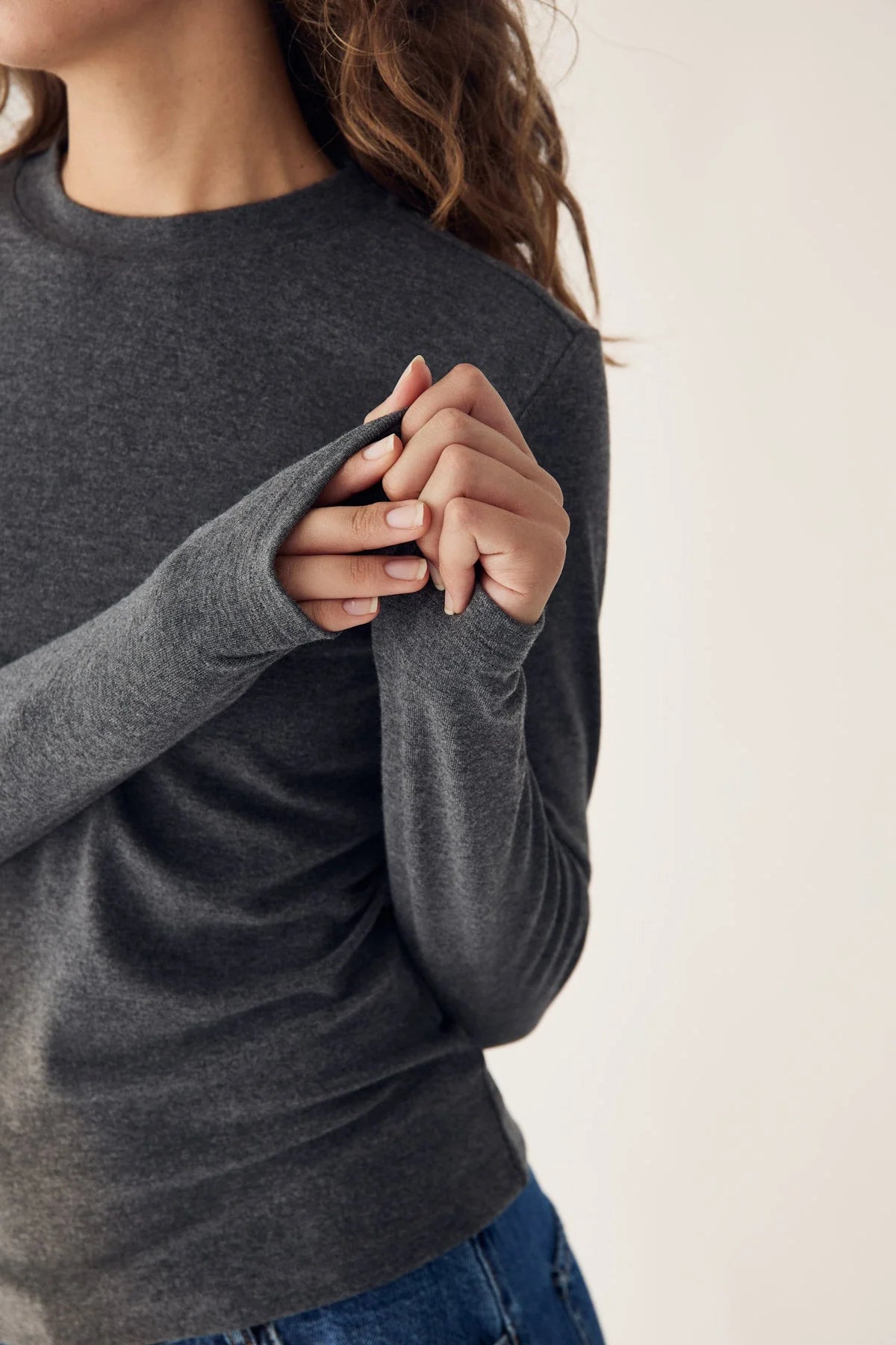 Lidie Ls Topp - Dark Grey Melange