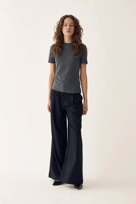 Lidie Ss Top - Dark Grey Melange