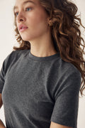 Lidie Ss Top - Dark Grey Melange